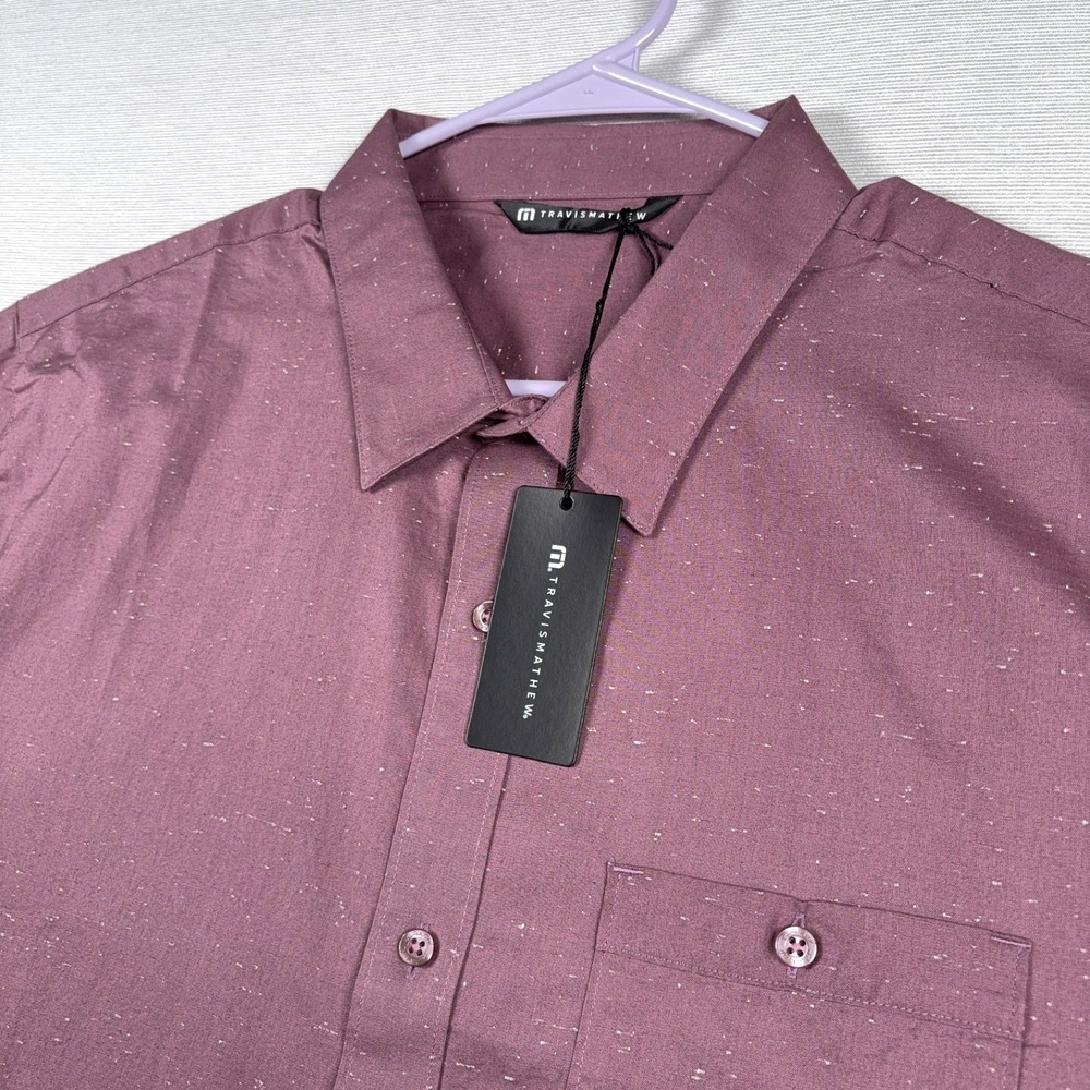 Travis Mathew Studebaker Shirt Mens XL Flint Cotton Poly Short Sleeve Button NEW